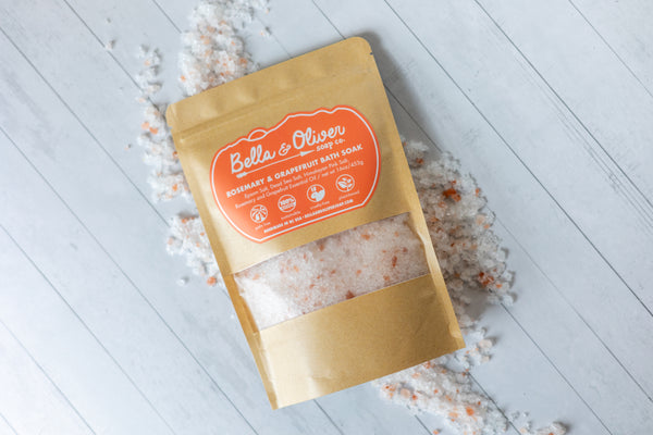 All Natural Bath Salt - Rosemary and Grapefruit Salt Soak - Bath Salts - Essential Oils HImalayan Pink Salt Dead Sea Salt - Bella & Oliver Soap Co. - Best of WNC - Asheville's Best Skin care