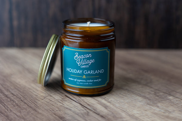 Holiday Garland scented candle - Bella & Oliver Soap co - Asheville North Carolina Candles - Holiday Candle - Handmade soy candle - cypress - cedar- fir