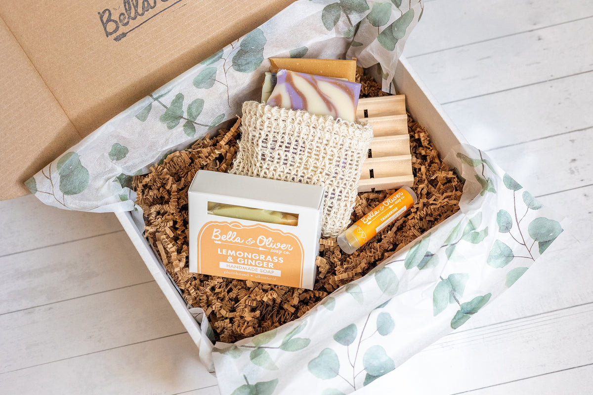 Best Gift Box Ideas - Bridesmaid Gift - Birthday gift box - Custom Soap Box - Customizable Gift Box - Handmade Soap Lip Balm Wooden Soap Dish - Bella & Oliver Soap Co. - Swannanoa Mountains NC