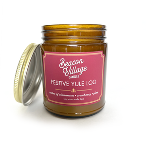 Beacon Village Candles — Swannanoa North Carolina Candle Company - Yule Log Candle Phthalate Free Soy Wax - Asheville Candles Best Holiday Candle