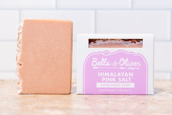 Himalayan Pink Salt Bar Soap - Salt Soap - Handcrafted Soap Palm Free Natural Ingredients - Bella & Oliver Soap Co. - Natural Detox - Made In NC - Woman-Owned Business