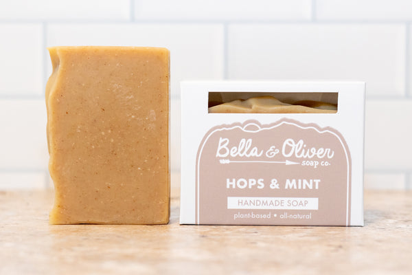 Beer Soap - IPA Hops and mint bar soap - bella and oliver soap company - north carolina soap company - palm free, plant based soap