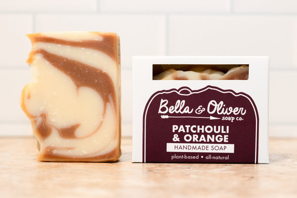 Patchouli and Orange Soap - hippy soap - dirty hippy - Bella & Oliver Soap Co. Sustainable Living, Biodegradable Soap Handmade in North Carolina Mountains - Palm Free Sulfate Free
