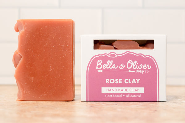 Rose Clay Soap - Rose Soap - handmade rose scented bar soap - Bella & Oliver Soap Co. - Swannanoa, NC small batch soap and skin care - natural soap near me