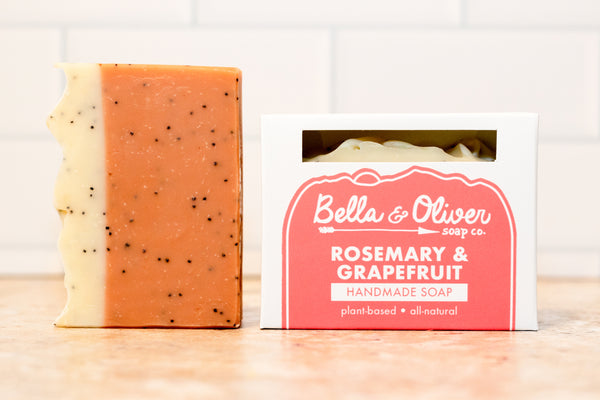 Rosemary and Grapefruit - Bella & oliver Soap Co. - Best Selling Soap - Handmade Natural Vegan Soap - Poppy Seed Soap Rosemary Soap Moroccan Red Clay - Plant based soap