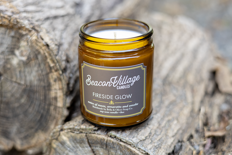 Fireside Glow candle - Handmade Candle - Beacon Village Candles - Smoke Amaretto Moss Candle - York, South Carolina Best Candles