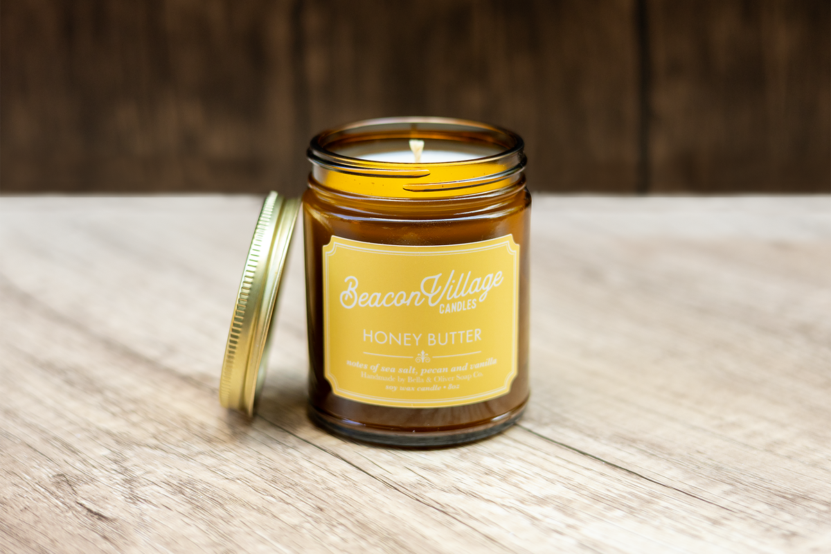 Beacon Village Candle - Honey Butter Candle - handmade in York, South Carolina - Pecan - Vanilla - Salt