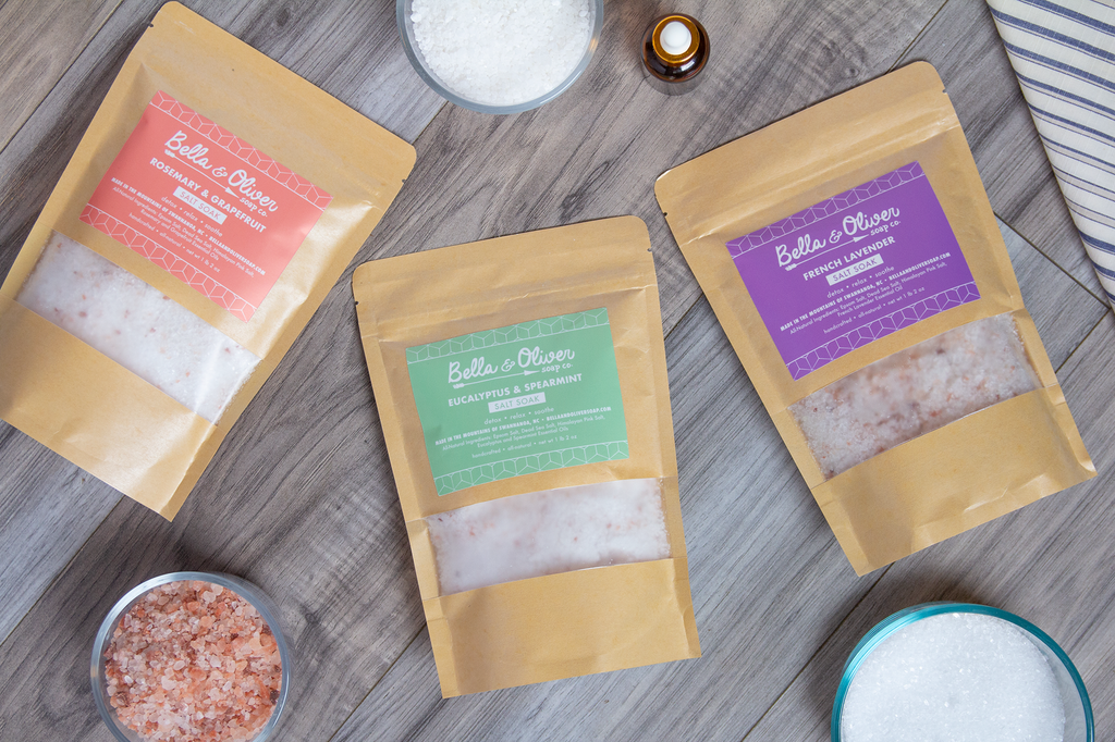 Bath Salt Combo - 3-pack combo - Bath Salts Rosemary Grapefruit Eucalyptsy Spearmint Lavender - Bath Salt Soak - Eco-friendly skin care