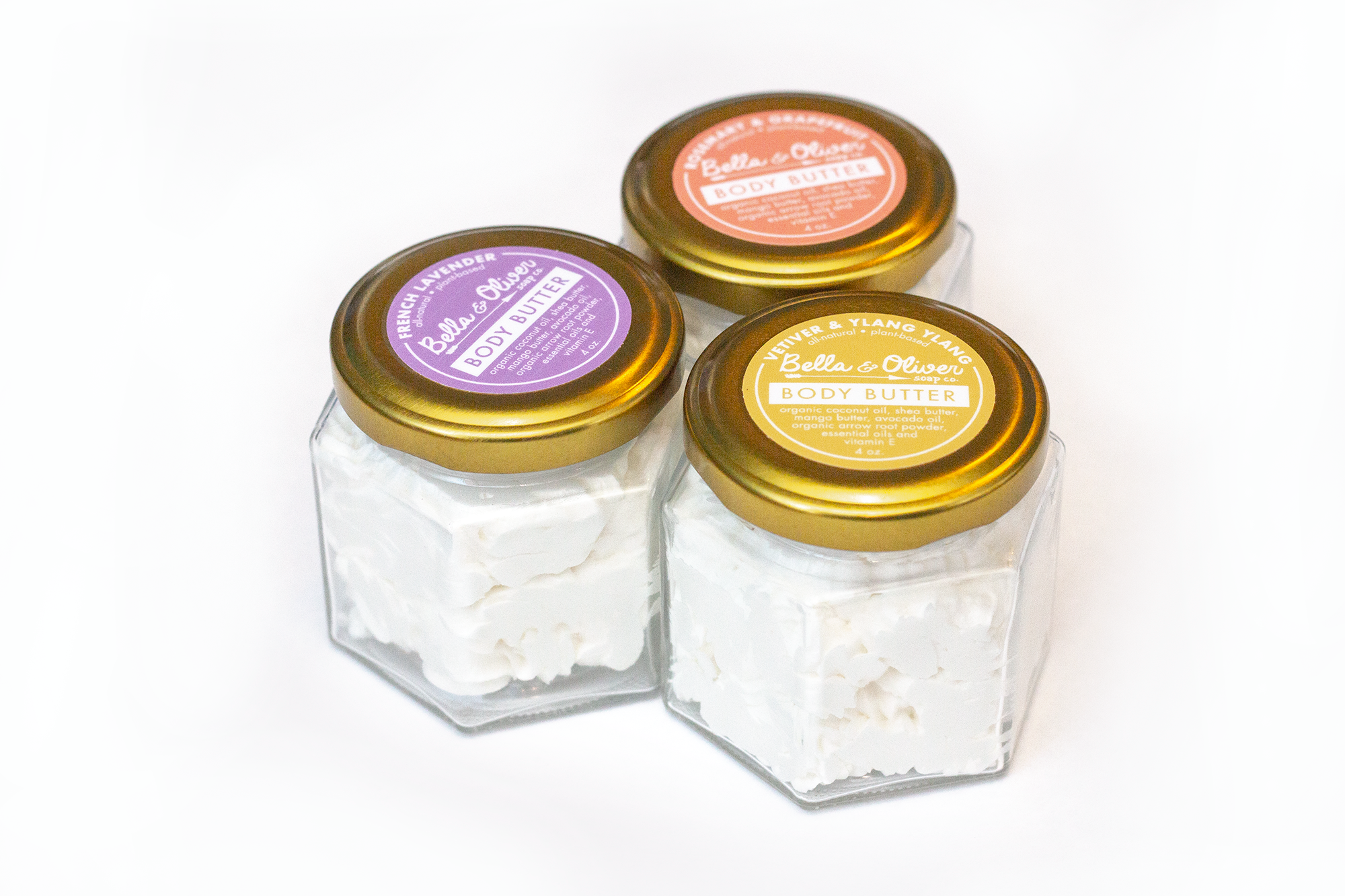 Natural Whipped Body Butter - Lavender / Rosemary & Grapefruit / Vetiver & Ylang Ylang - Bella & Oliver Soap Co. - body butter combo set - gift set