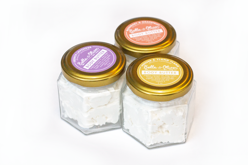 Natural Whipped Body Butter - Lavender / Rosemary & Grapefruit / Vetiver & Ylang Ylang - Bella & Oliver Soap Co. - body butter combo set - gift set