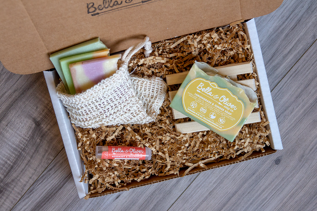Best Gift Box Ideas - Bridesmaid Gift - Birthday gift box - Custom Soap Box - Customizable Gift Box - Handmade Soap Lip Balm Wooden Soap Dish - Bella & Oliver Soap Co. - Swannanoa Mountains NC