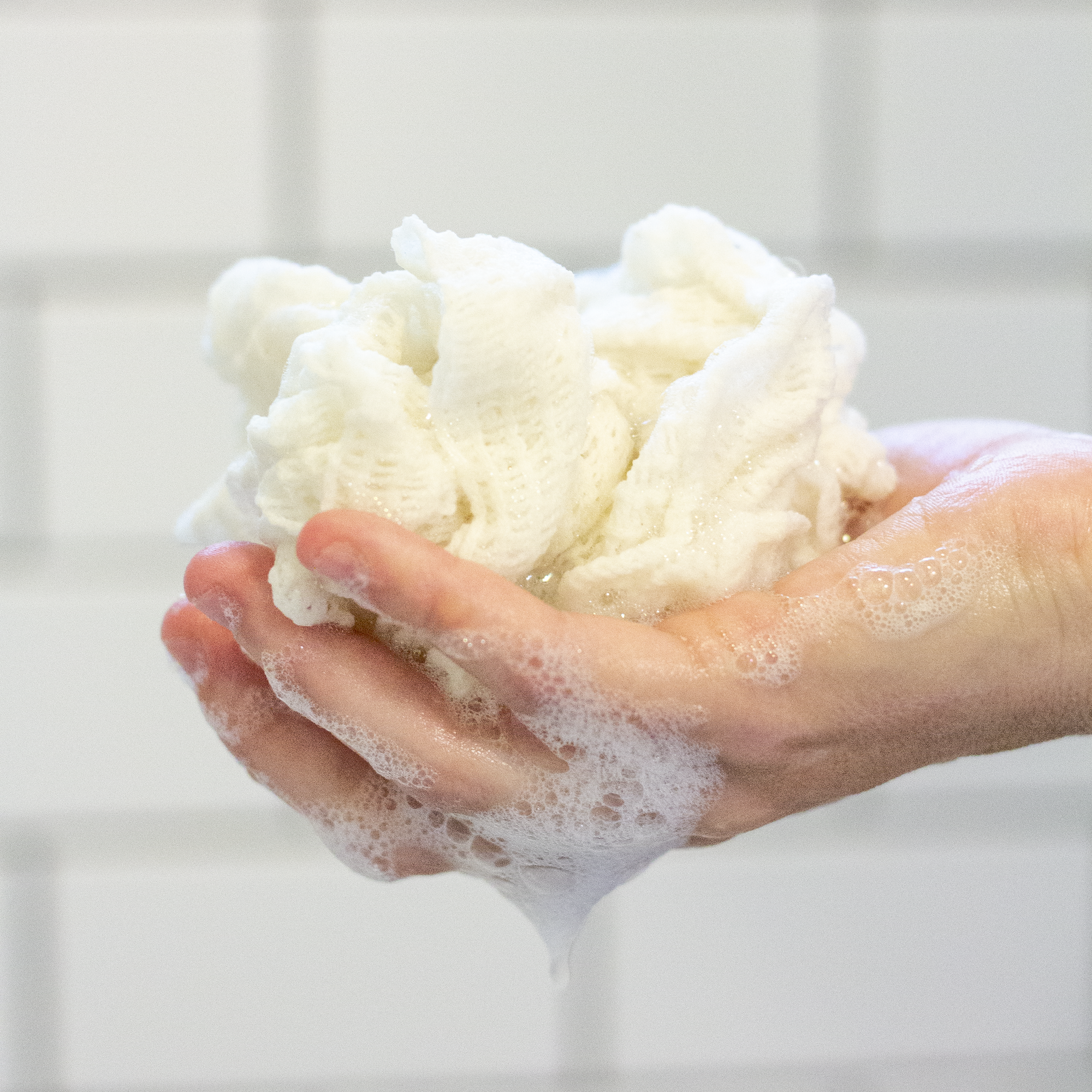 Natural Bath Shower Puff Sponge Reusable - Bella & Olive Soap Co.